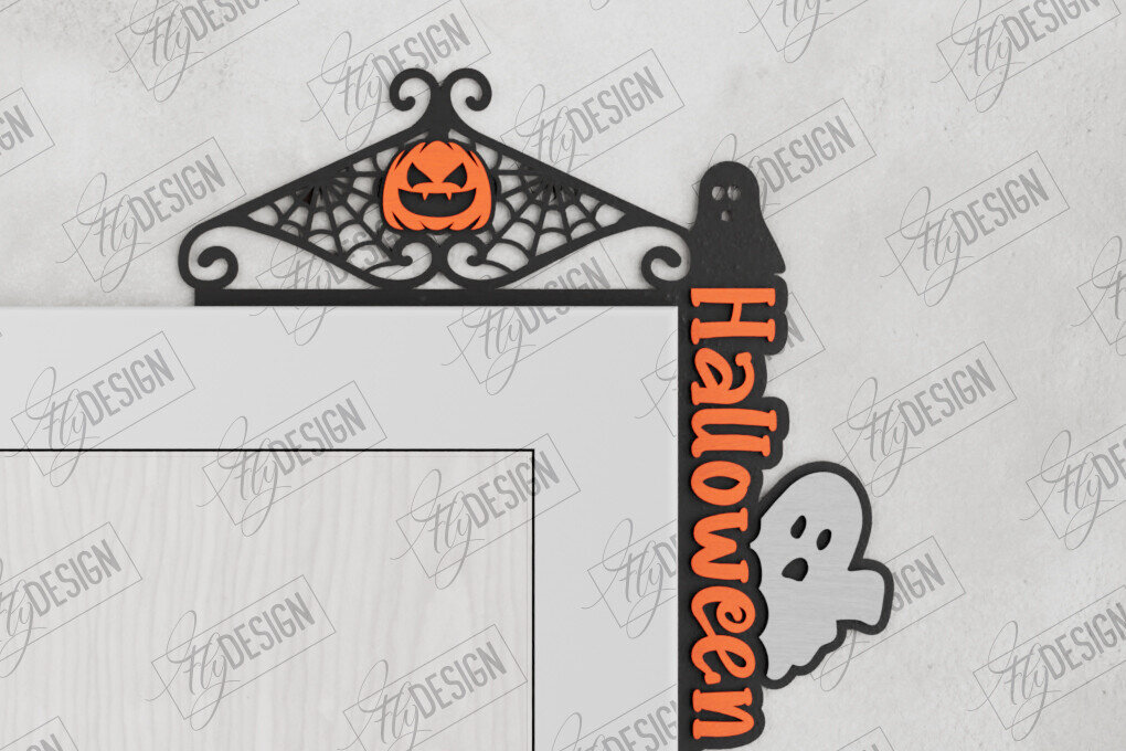 Σετ των 2 Intra απο ξύλο plywood  Χρώμα wenge 3mm-4mm πάχος - Halloween Door Corners | Διακόσμηση βεράντας Δίασταση 15x15 cm INTRAFABR-30831723