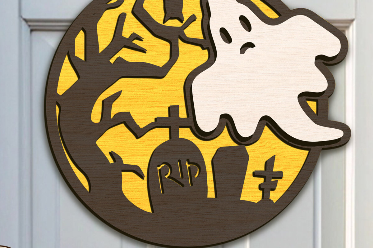 Σετ των 2 Intra απο ξύλο plywood  Χρώμα wenge 3mm-4mm πάχος - Πρότυπο διακόσμησης πόρτας αποκριών Δίασταση 11x11 cm INTRAFABR-17027423