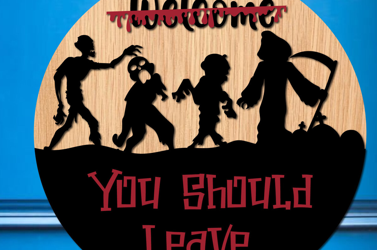 Σετ των 2 Intra απο ξύλο plywood  Χρώμα wenge 3mm-4mm πάχος - Halloween Door Hanger Δίασταση 15x15 cm INTRAFABR-103310247