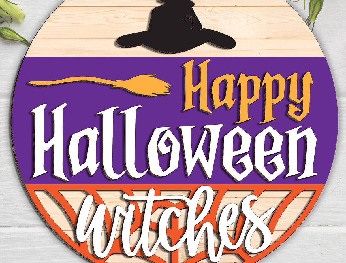 Σετ των 2 Intra απο ξύλο plywood  Χρώμα wenge 3mm-4mm πάχος - Halloween Door Hanger Δίασταση 15x15 cm INTRAFABR-21792899