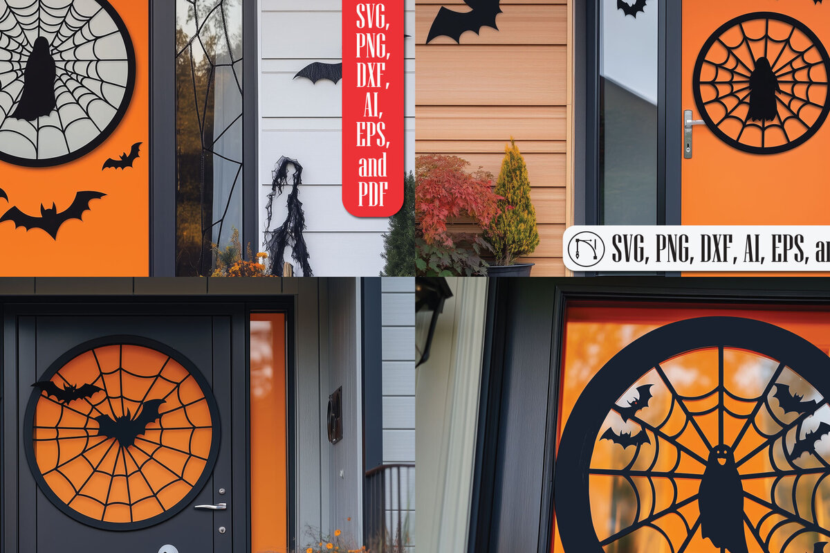 Σετ των 2 Intra απο ξύλο plywood  Χρώμα wenge 3mm-4mm πάχος - Πακέτο Halloween Door Hanger Δίασταση 15x15 cm INTRAFABR-36517974