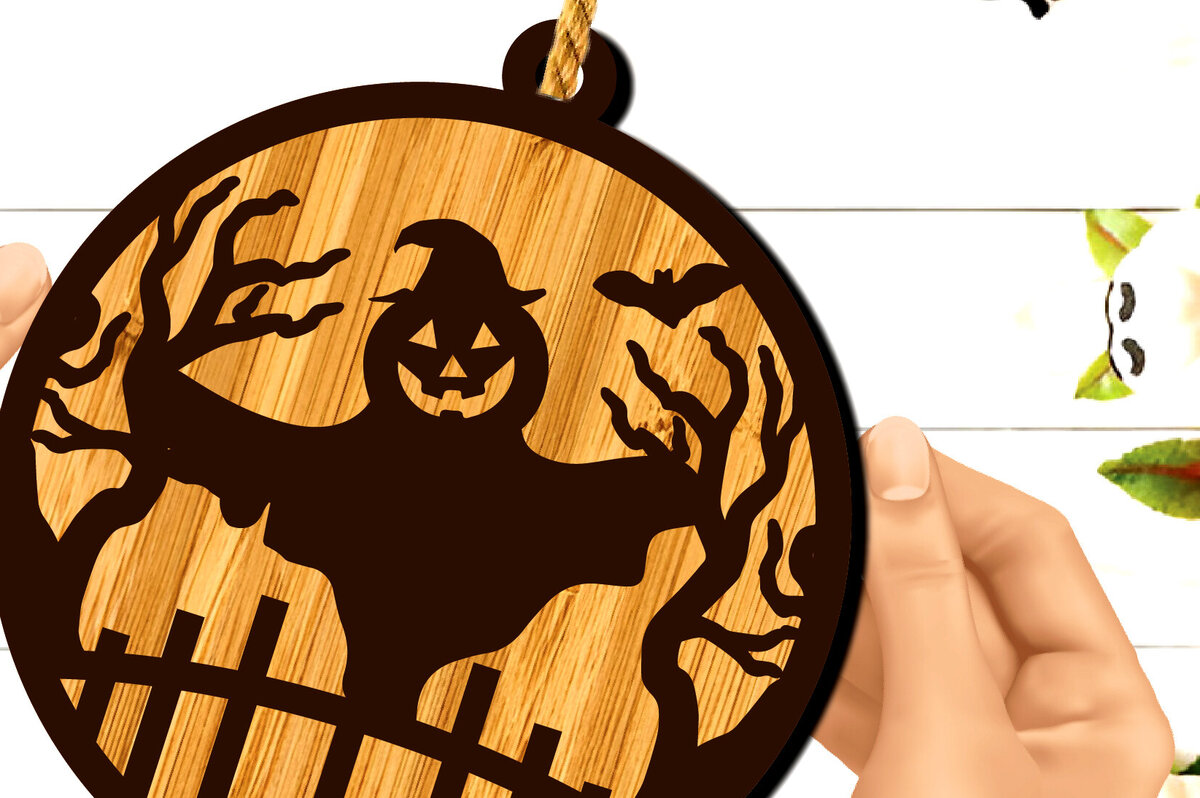 Σετ των 2 Intra απο ξύλο plywood  Χρώμα wenge 3mm-4mm πάχος - Κρεμαστό σημάδι πόρτας αποκριών Δίασταση 15x15 cm INTRAFABR-23846585