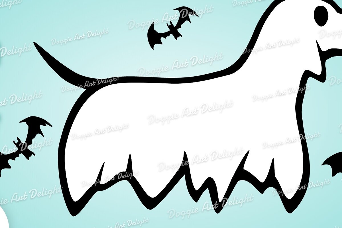 Σετ των 2 Intra απο ξύλο plywood  Χρώμα wenge 3mm-4mm πάχος - Halloween Doxie Ghost Dog Png Dxf Δίασταση 15x15 cm INTRAFABR-22879087