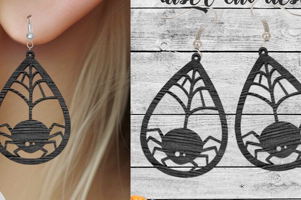 Σετ των 2 Intra απο ξύλο plywood  Χρώμα wenge 3mm-4mm πάχος - κοπής με λέιζερ αποκριάτικων σκουλαρικιών Δίασταση 20x20 cm INTRAFABR-22763280