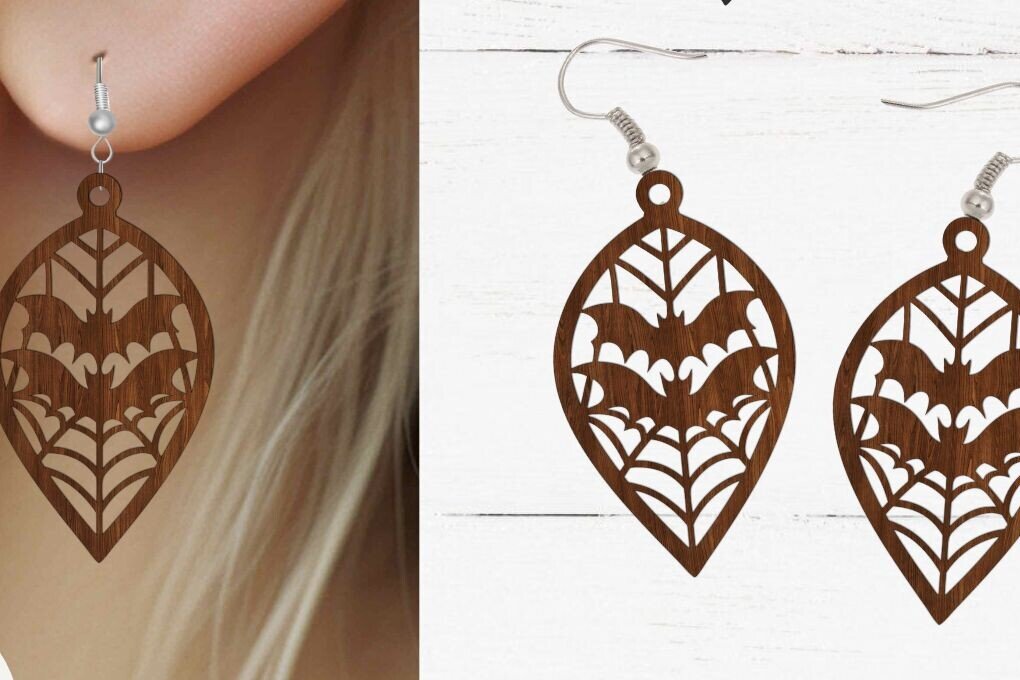 Σετ των 2 Intra απο ξύλο plywood  Χρώμα wenge 3mm-4mm πάχος - κοπής με λέιζερ αποκριάτικων σκουλαρικιών, Glowfo Δίασταση 20x20 cm INTRAFABR-36389508