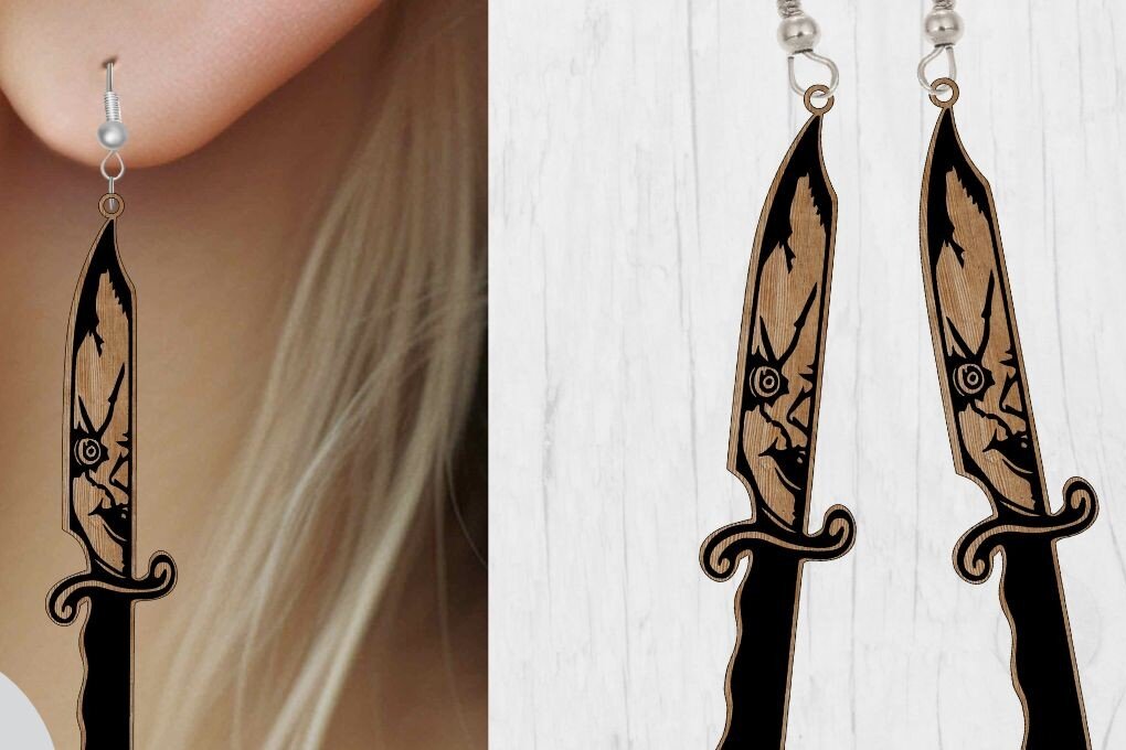 Σετ των 3 Intra απο ξύλο plywood  Χρώμα wenge 3mm-4mm πάχος - Αποκριάτικο σκουλαρίκι , κοπής με λέιζερ Δίασταση 3x3 cm INTRAFABR-17445338