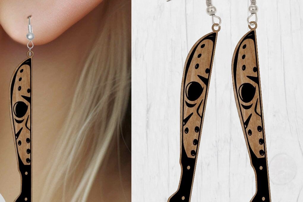 Σετ των 3 Intra απο ξύλο plywood  Χρώμα wenge 3mm-4mm πάχος - Αποκριάτικο σκουλαρίκι , κοπής με λέιζερ Δίασταση 3x3 cm INTRAFABR-14943329