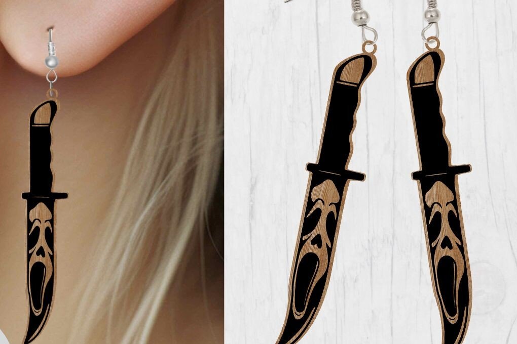 Σετ των 3 Intra απο ξύλο plywood  Χρώμα wenge 3mm-4mm πάχος - Αποκριάτικο σκουλαρίκι , κοπής με λέιζερ Δίασταση 3x3 cm INTRAFABR-25853848