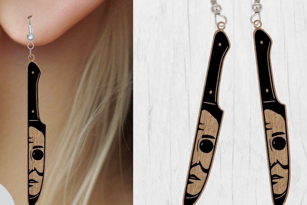 Σετ των 3 Intra απο ξύλο plywood  Χρώμα wenge 3mm-4mm πάχος - Αποκριάτικο σκουλαρίκι , κοπής με λέιζερ Δίασταση 3x3 cm INTRAFABR-119895349