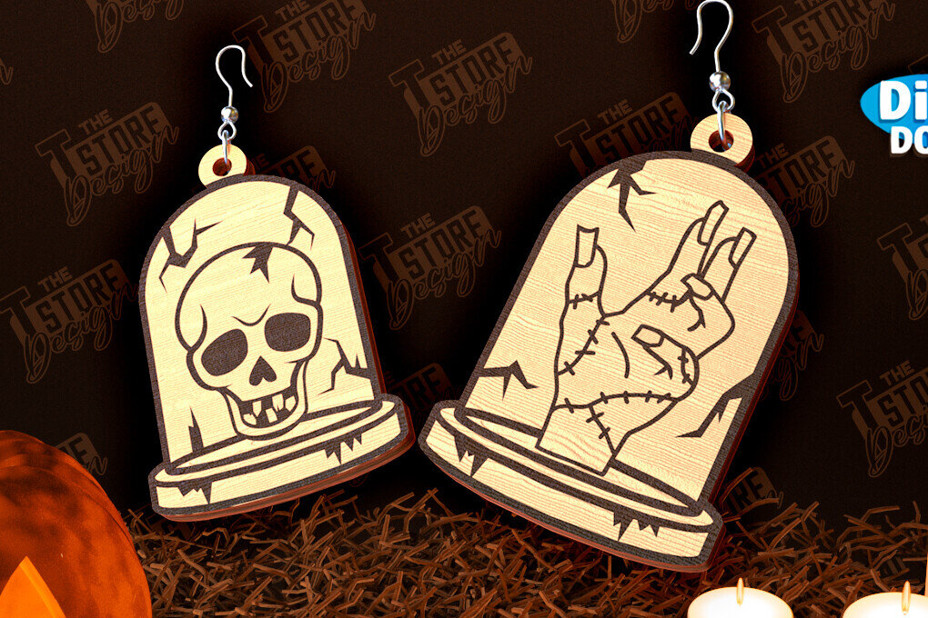 Σετ των 3 Intra απο ξύλο plywood  Χρώμα wenge 3mm-4mm πάχος - Σκουλαρίκια απόκριες | Σχέδιο Bijoux | CNC Δίασταση 3x3 cm INTRAFABR-26593821