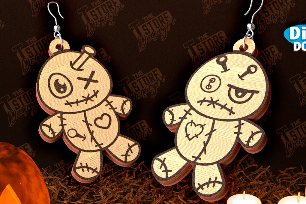 Σετ των 3 Intra απο ξύλο plywood  Χρώμα wenge 3mm-4mm πάχος - Σκουλαρίκια απόκριες | Σχέδιο Bijoux | CNC Δίασταση 3x3 cm INTRAFABR-26593415