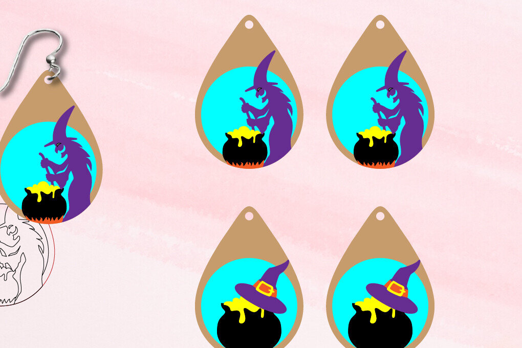 Σετ των 3 Intra απο ξύλο plywood  Χρώμα wenge 3mm-4mm πάχος - Σκουλαρίκια Halloween-Cut and Score Σκουλαρίκι Δίασταση 3x3 cm INTRAFABR-26593220