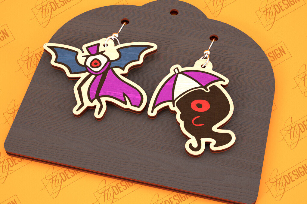 Σετ των 3 Intra απο ξύλο plywood  Χρώμα wenge 3mm-4mm πάχος - Σκουλαρίκια απόκριες | Κοσμήματα | Μπιζού Δίασταση 3x3 cm INTRAFABR-37053604