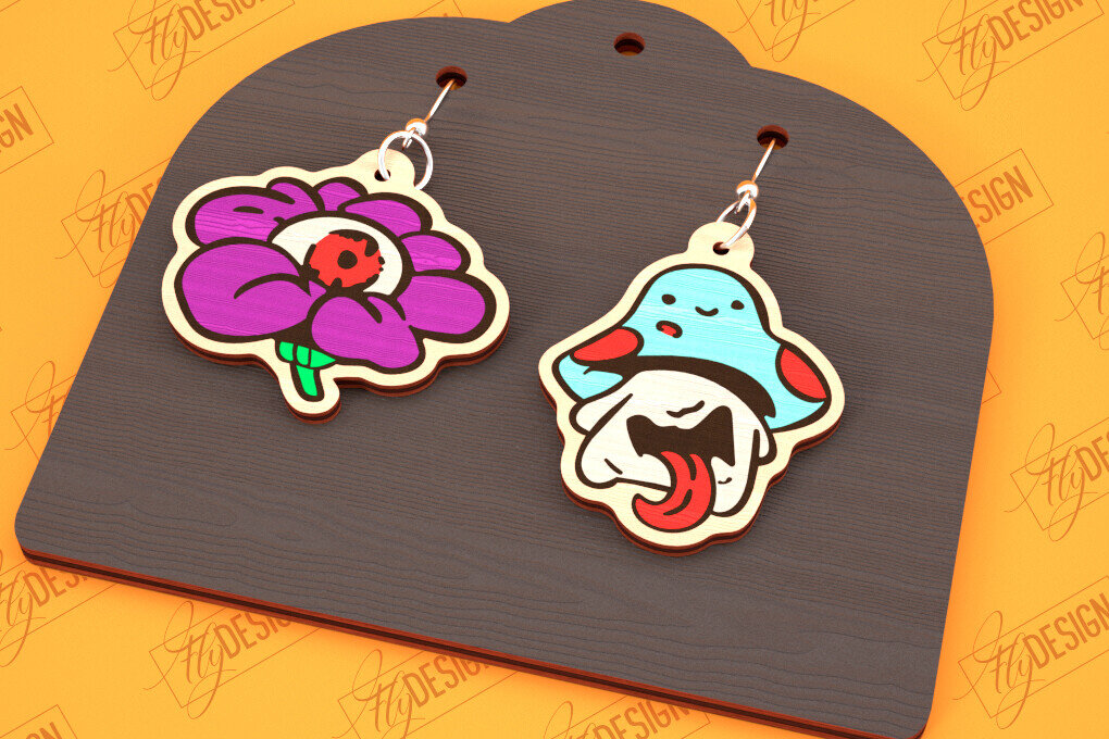 Σετ των 3 Intra απο ξύλο plywood  Χρώμα wenge 3mm-4mm πάχος - Σκουλαρίκια απόκριες | Κοσμήματα | Μπιζού Δίασταση 3x3 cm INTRAFABR-112271547