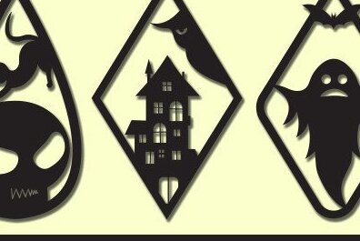 Σετ των 3 Intra απο ξύλο plywood  Χρώμα wenge 3mm-4mm πάχος - Αποκριάτικα Σκουλαρίκια Κοσμήματα με λέιζερ Δίασταση 3x3 cm INTRAFABR-15451775