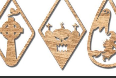 Σετ των 3 Intra απο ξύλο plywood  Χρώμα wenge 3mm-4mm πάχος - Αποκριάτικα Σκουλαρίκια Κοσμήματα με λέιζερ Δίασταση 3x3 cm INTRAFABR-15887105