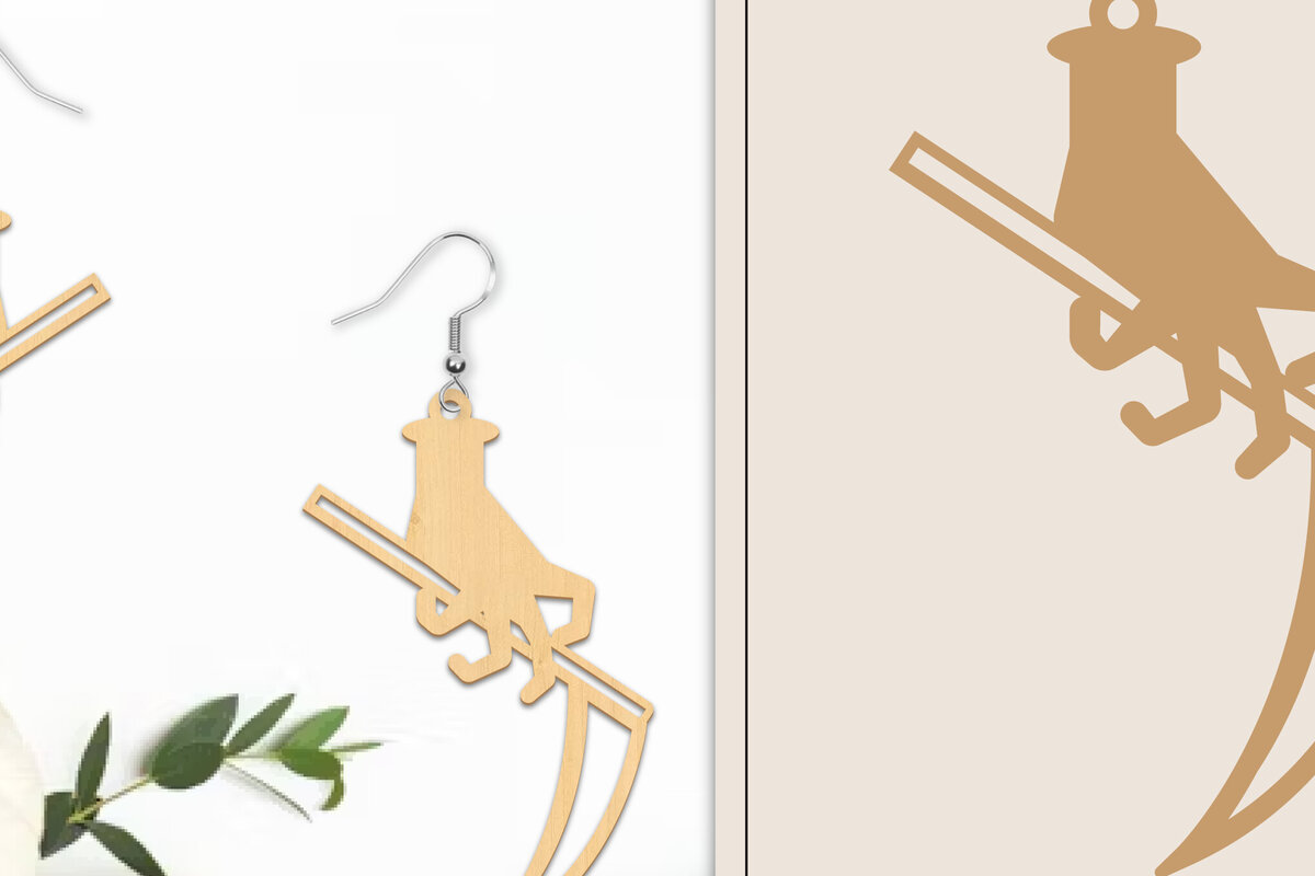 Σετ των 3 Intra απο ξύλο plywood  Χρώμα wenge 3mm-4mm πάχος - Αποκριάτικα σκουλαρίκια με λέιζερ Δίασταση 3x3 cm INTRAFABR-112271480