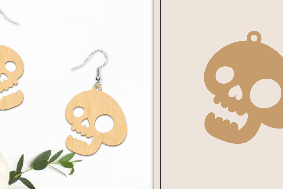 Σετ των 3 Intra απο ξύλο plywood  Χρώμα wenge 3mm-4mm πάχος - Αποκριάτικα σκουλαρίκια με λέιζερ Δίασταση 3x3 cm INTRAFABR-112271473