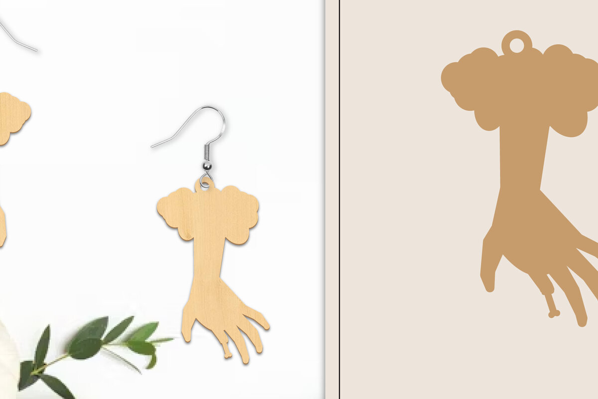 Σετ των 3 Intra απο ξύλο plywood  Χρώμα wenge 3mm-4mm πάχος - Αποκριάτικα σκουλαρίκια με λέιζερ Δίασταση 3x3 cm INTRAFABR-123040760