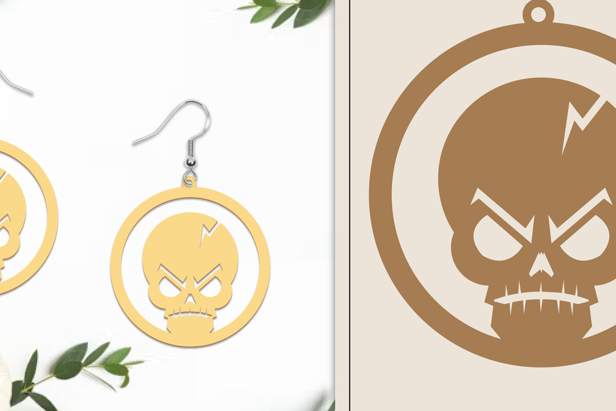 Σετ των 3 Intra απο ξύλο plywood  Χρώμα wenge 3mm-4mm πάχος - Αποκριάτικα σκουλαρίκια με λέιζερ Δίασταση 3x3 cm INTRAFABR-120426545