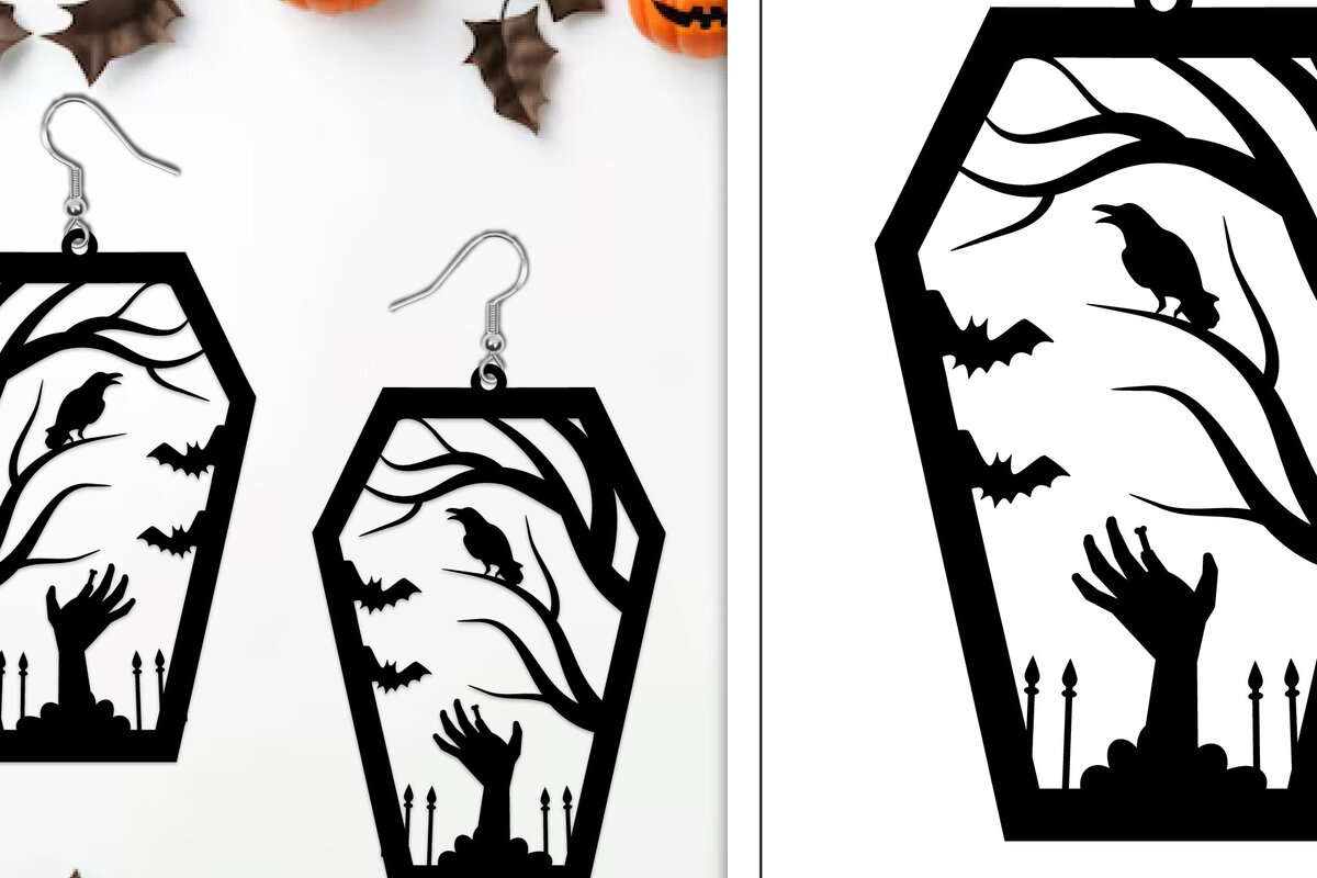 Σετ των 3 Intra απο ξύλο plywood  Χρώμα wenge 3mm-4mm πάχος - Αποκριάτικα σκουλαρίκια με λέιζερ Δίασταση 3x3 cm INTRAFABR-68721001