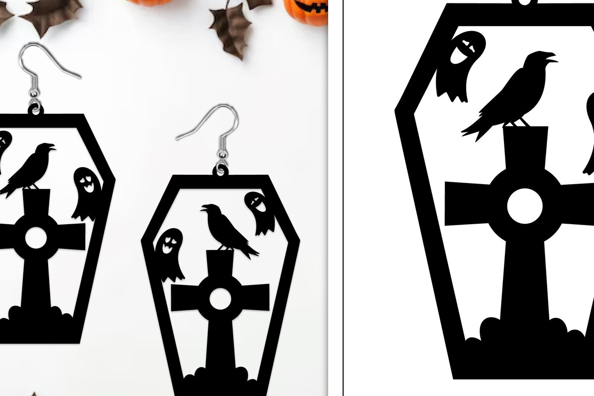 Σετ των 3 Intra απο ξύλο plywood  Χρώμα wenge 3mm-4mm πάχος - Αποκριάτικα σκουλαρίκια με λέιζερ Δίασταση 3x3 cm INTRAFABR-117339665