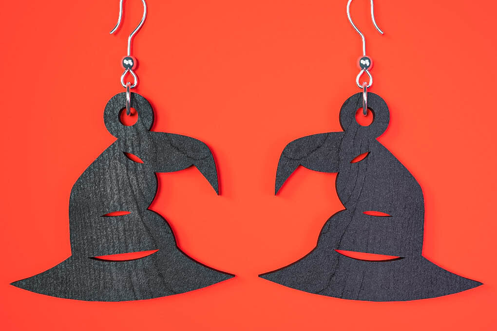 Σετ των 3 Intra απο ξύλο plywood  Χρώμα wenge 3mm-4mm πάχος - Αποκριάτικα σκουλαρίκια Δίασταση 3x3 cm INTRAFABR-121843380