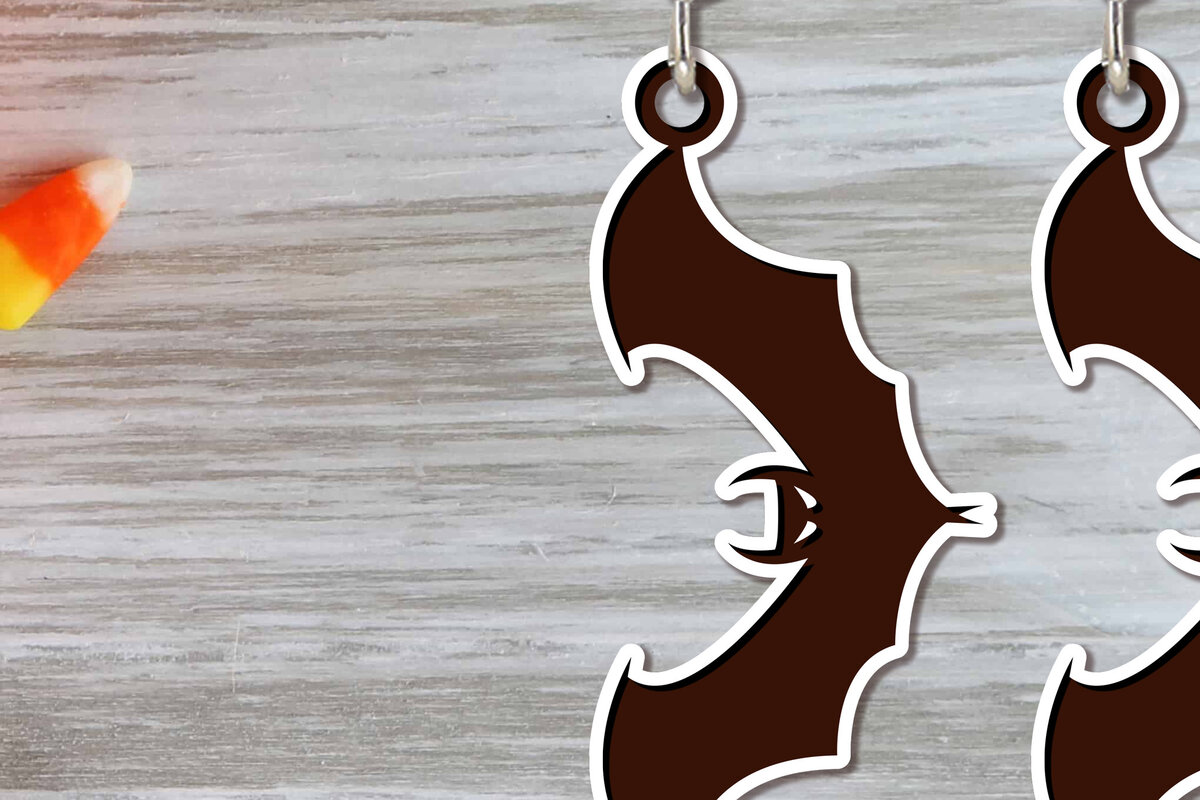 Σετ των 3 Intra απο ξύλο plywood  Χρώμα wenge 3mm-4mm πάχος - Αποκριάτικα σκουλαρίκια Δίασταση 3x3 cm INTRAFABR-75391778