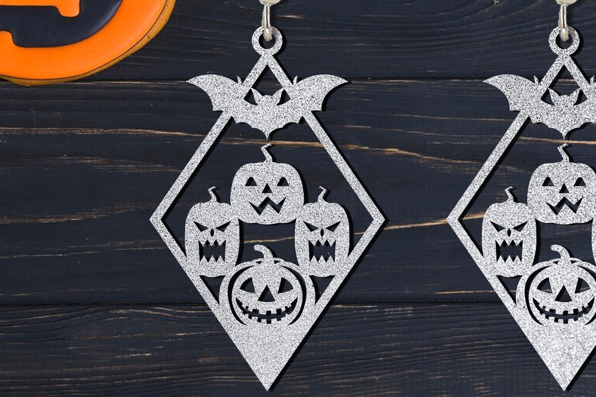 Σετ των 3 Intra απο ξύλο plywood  Χρώμα wenge 3mm-4mm πάχος - Σετ αποκριάτικων σκουλαρίκια Δίασταση 3x3 cm INTRAFABR-108925701