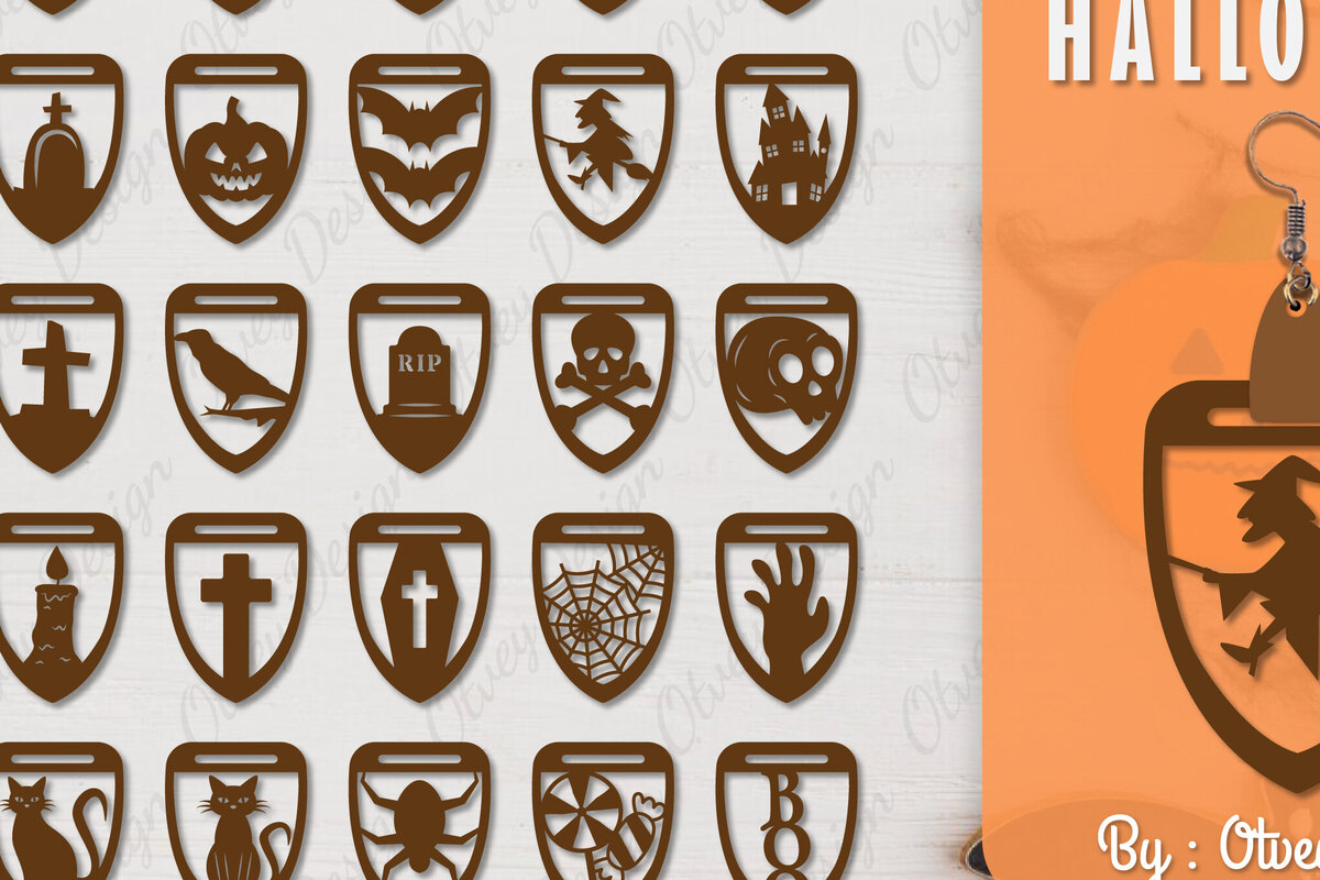 Σετ των 3 Intra απο ξύλο plywood  Χρώμα wenge 3mm-4mm πάχος - Αποκριάτικα σκουλαρίκια με λέιζερ Δίασταση 3x3 cm INTRAFABR-112877513