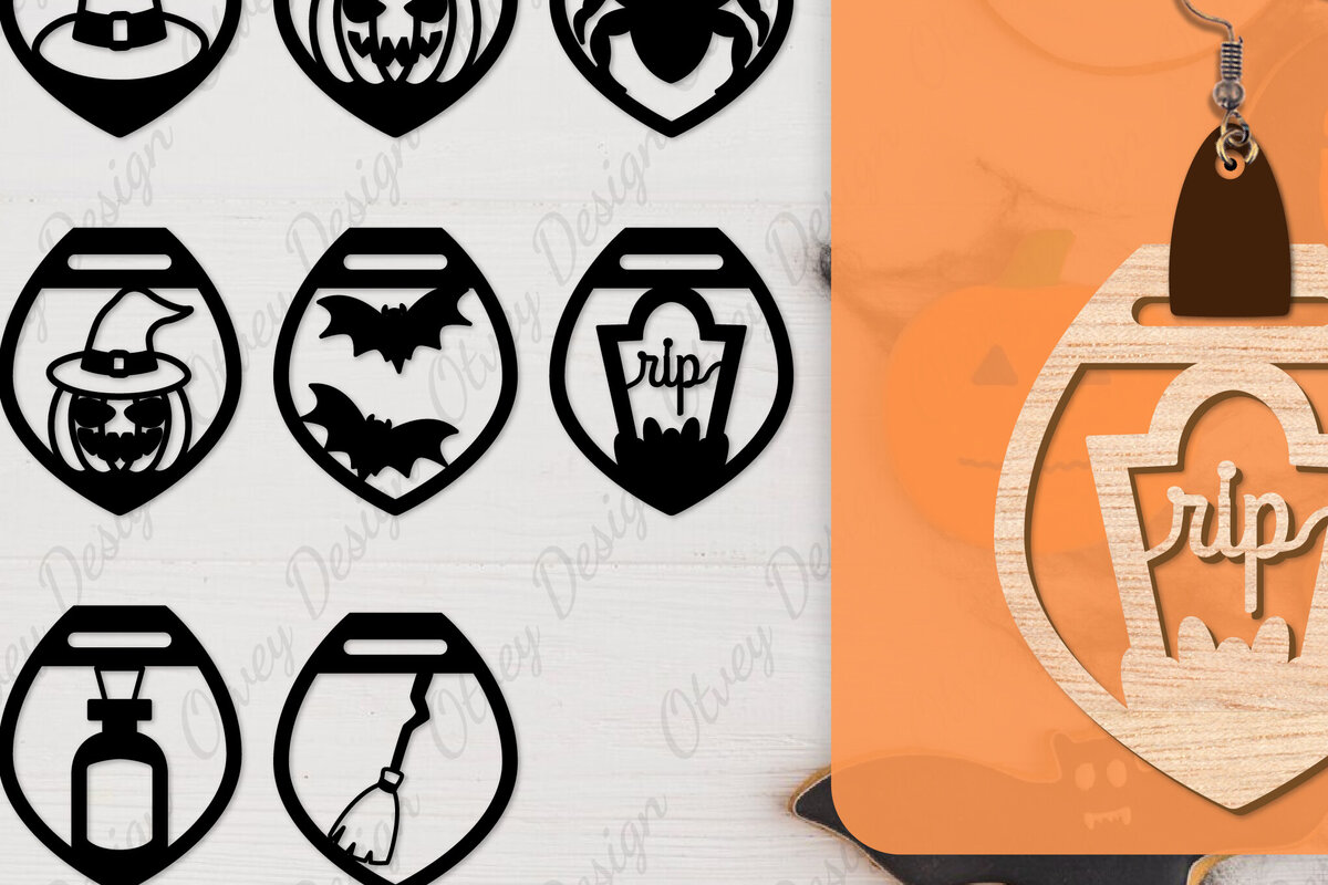 Σετ των 3 Intra απο ξύλο plywood  Χρώμα wenge 3mm-4mm πάχος - Αποκριάτικα σκουλαρίκια με λέιζερ Δίασταση 3x3 cm INTRAFABR-98649995