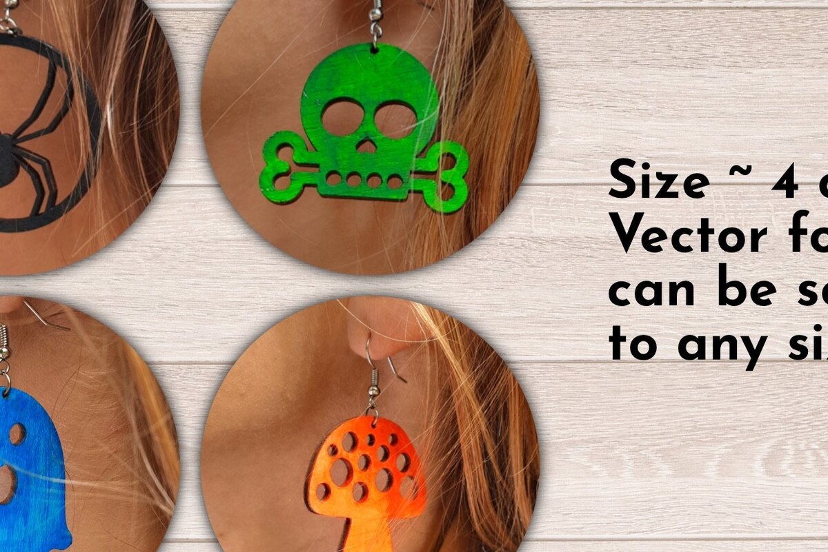 Σετ των 3 Intra απο ξύλο plywood  Χρώμα wenge 3mm-4mm πάχος - Αποκριάτικα σκουλαρίκια , Skull Δίασταση 3x3 cm INTRAFABR-98902957