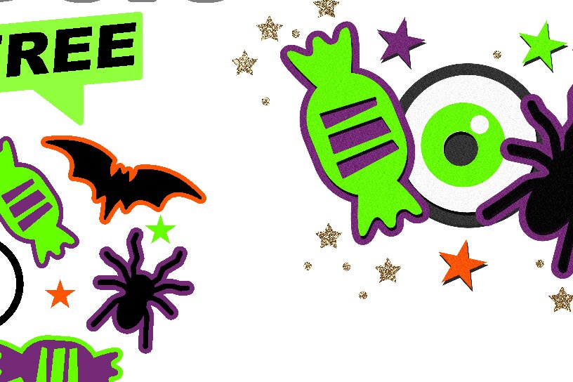 Σετ των 2 Intra απο ξύλο plywood  Χρώμα wenge 3mm-4mm πάχος - Halloween Elements 3D Δίασταση 15x15 cm INTRAFABR-98902993