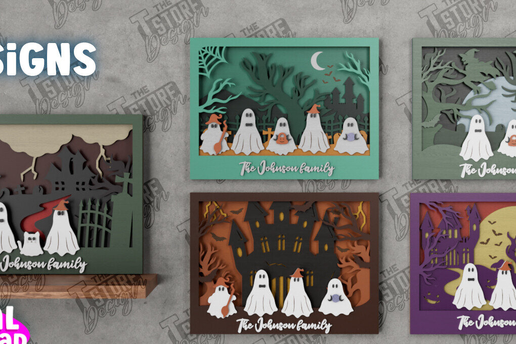 Σετ των 2 Intra απο ξύλο plywood  Χρώμα wenge 3mm-4mm πάχος - Πακέτο οικογενειακών πινακίδων αποκριών | CNC Δίασταση 15x15 cm INTRAFABR-98902796