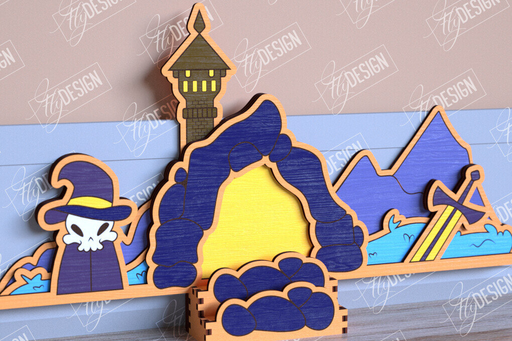 Σετ των 2 Intra απο ξύλο plywood  Χρώμα wenge 3mm-4mm πάχος - Halloween Garden Door | Στοιχειωμένο Σπίτι Δίασταση 15x15 cm INTRAFABR-79768849