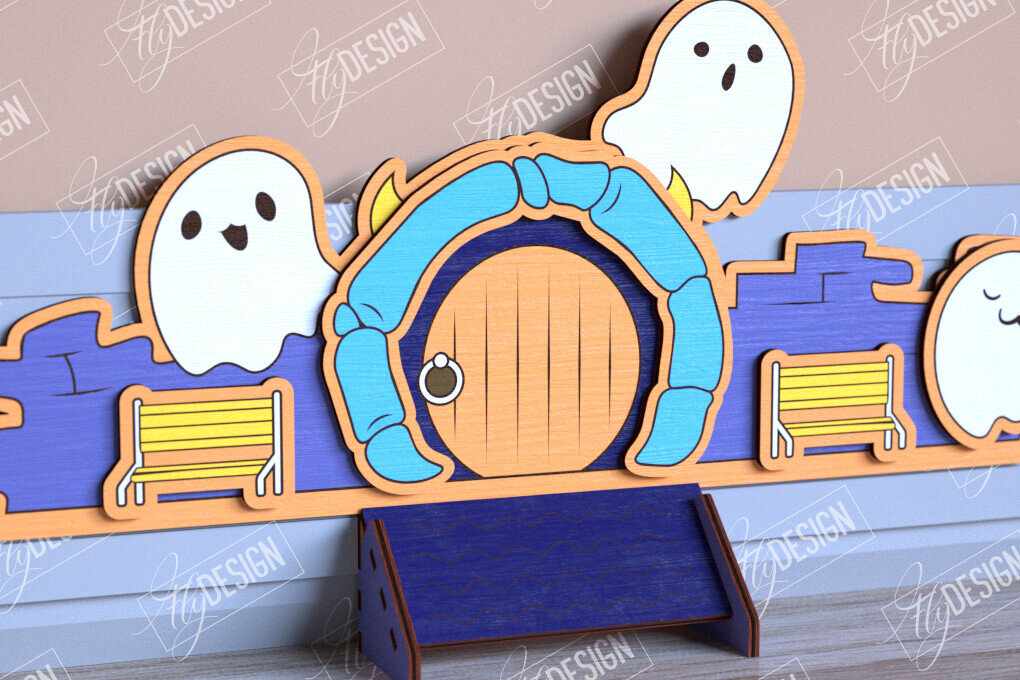 Σετ των 2 Intra απο ξύλο plywood  Χρώμα wenge 3mm-4mm πάχος - Halloween Garden Door | Στοιχειωμένο Σπίτι Δίασταση 15x15 cm INTRAFABR-117535208