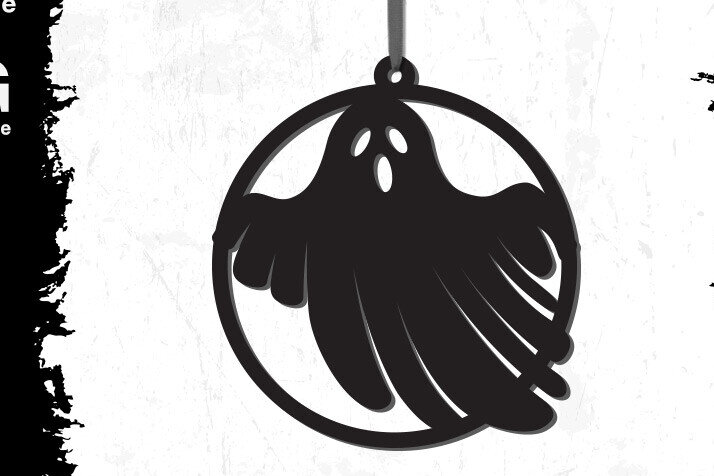 Σετ των 2 Intra απο ξύλο plywood  Χρώμα wenge 3mm-4mm πάχος - Στολίδι για το Halloween Ghost Δίασταση 5x4 cm INTRAFABR-79768638