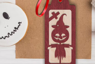 Σετ των 2 Intra απο ξύλο plywood  Χρώμα wenge 3mm-4mm πάχος - Ετικέτα δώρου για το Halloween Δίασταση 15x15 cm INTRAFABR-114035685