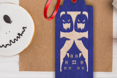 Σετ των 2 Intra απο ξύλο plywood  Χρώμα wenge 3mm-4mm πάχος - Ετικέτα δώρου για το Halloween Δίασταση 15x15 cm INTRAFABR-114034608