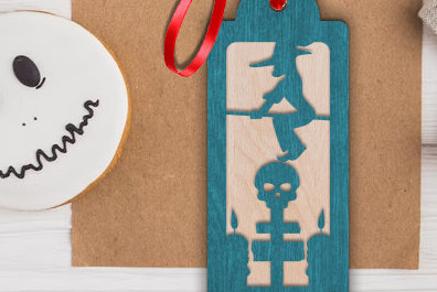 Σετ των 2 Intra απο ξύλο plywood  Χρώμα wenge 3mm-4mm πάχος - Ετικέτα δώρου για το Halloween Δίασταση 15x15 cm INTRAFABR-117108710