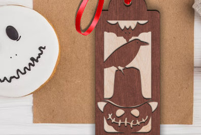 Σετ των 2 Intra απο ξύλο plywood  Χρώμα wenge 3mm-4mm πάχος - Ετικέτα δώρου για το Halloween Δίασταση 15x15 cm INTRAFABR-100115522