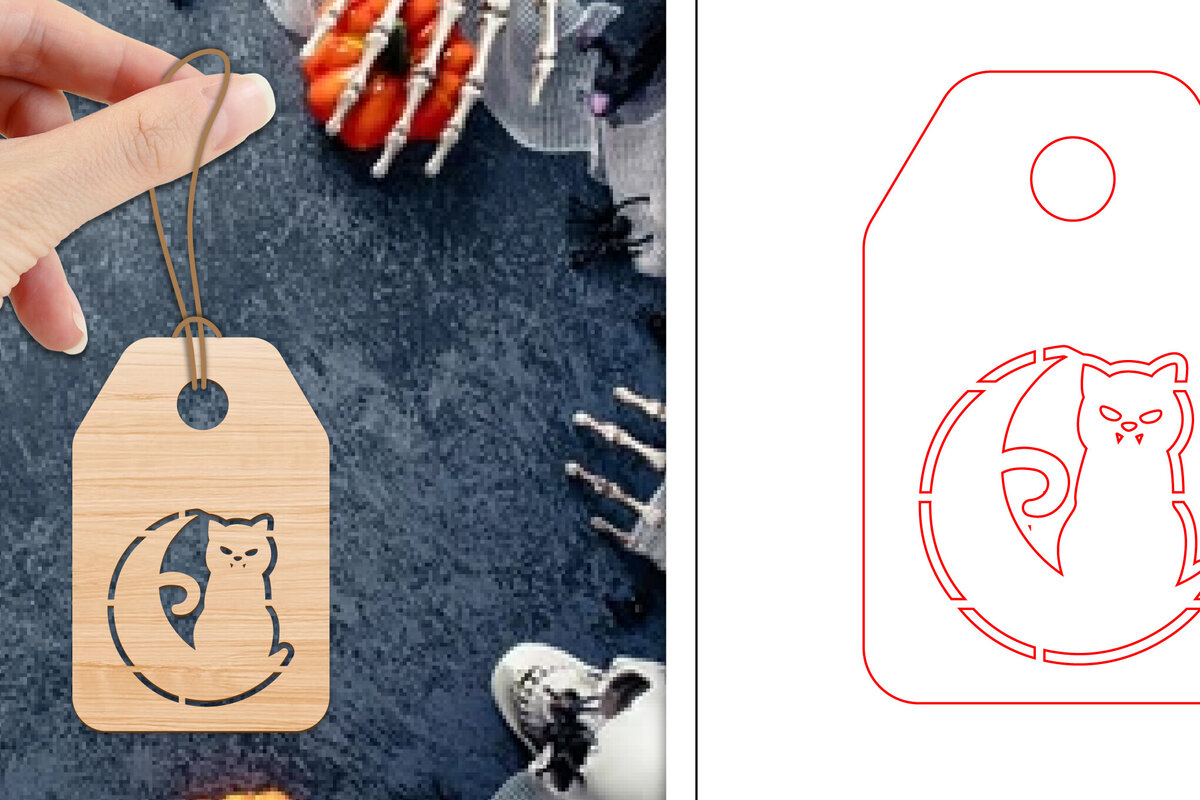 Σετ των 2 Intra απο ξύλο plywood  Χρώμα wenge 3mm-4mm πάχος - Ετικέτες δώρου αποκριών | Ετικέτες Δίασταση 15x15 cm INTRAFABR-104777063