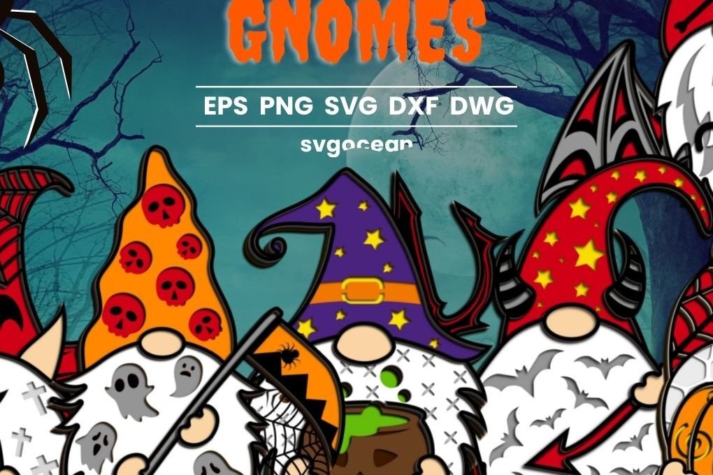 Σετ των 2 Intra απο ξύλο plywood  Χρώμα wenge 3mm-4mm πάχος - Πακέτο Halloween Gnome 3D Δίασταση 15x15 cm INTRAFABR-25880787