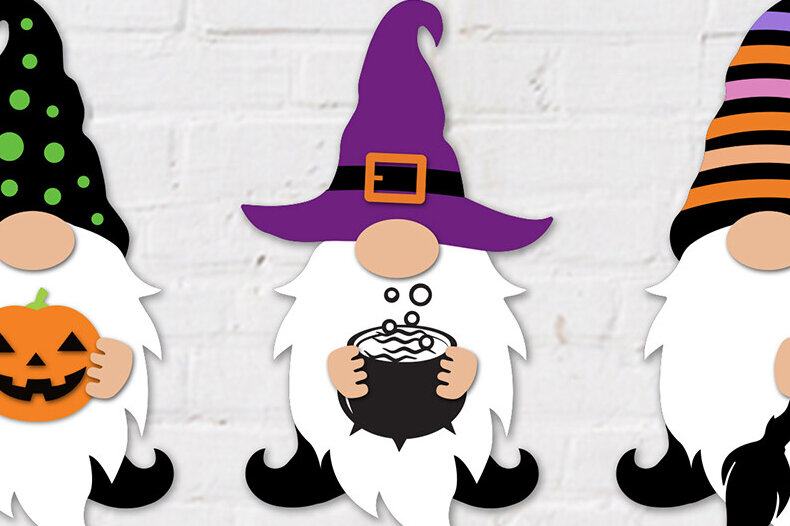 Σετ των 2 Intra απο ξύλο plywood  Χρώμα wenge 3mm-4mm πάχος - Halloween Gnome 3d Δίασταση 15x15 cm INTRAFABR-117463493