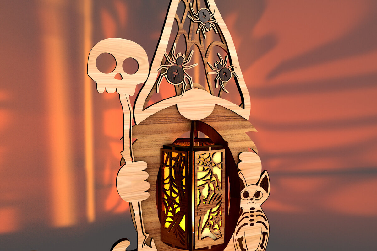 Σετ των 2 Intra απο ξύλο plywood  Χρώμα wenge 3mm-4mm πάχος - Διακόσμηση Κηροπήγιας Halloween Gnome Δίασταση 2x4 cm INTRAFABR-116740658