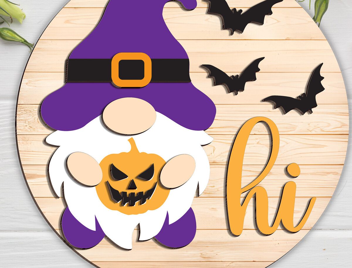 Σετ των 2 Intra απο ξύλο plywood  Χρώμα wenge 3mm-4mm πάχος - Κρεμάστρα πόρτας Halloween Gnome Δίασταση 15x15 cm INTRAFABR-116148137