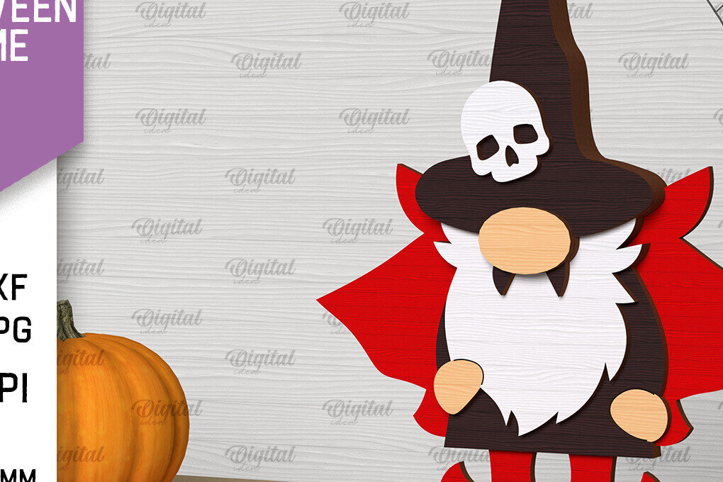 Σετ των 2 Intra απο ξύλο plywood  Χρώμα wenge 3mm-4mm πάχος - Διακόσμηση Halloween Gnome Δίασταση 15x15 cm INTRAFABR-69722488