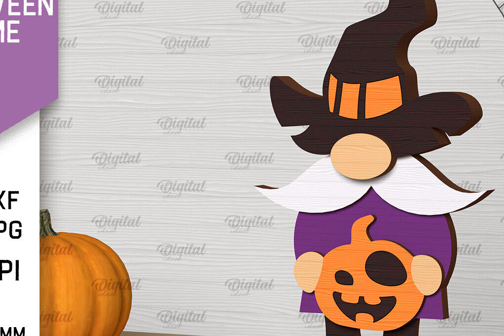 Σετ των 2 Intra απο ξύλο plywood  Χρώμα wenge 3mm-4mm πάχος - Διακόσμηση Halloween Gnome Δίασταση 15x15 cm INTRAFABR-110011877