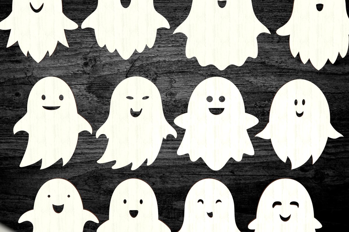 Σετ των 2 Intra απο ξύλο plywood  Χρώμα wenge 3mm-4mm πάχος - Halloween Gosts PDF AI Δίασταση 15x15 cm INTRAFABR-120160098