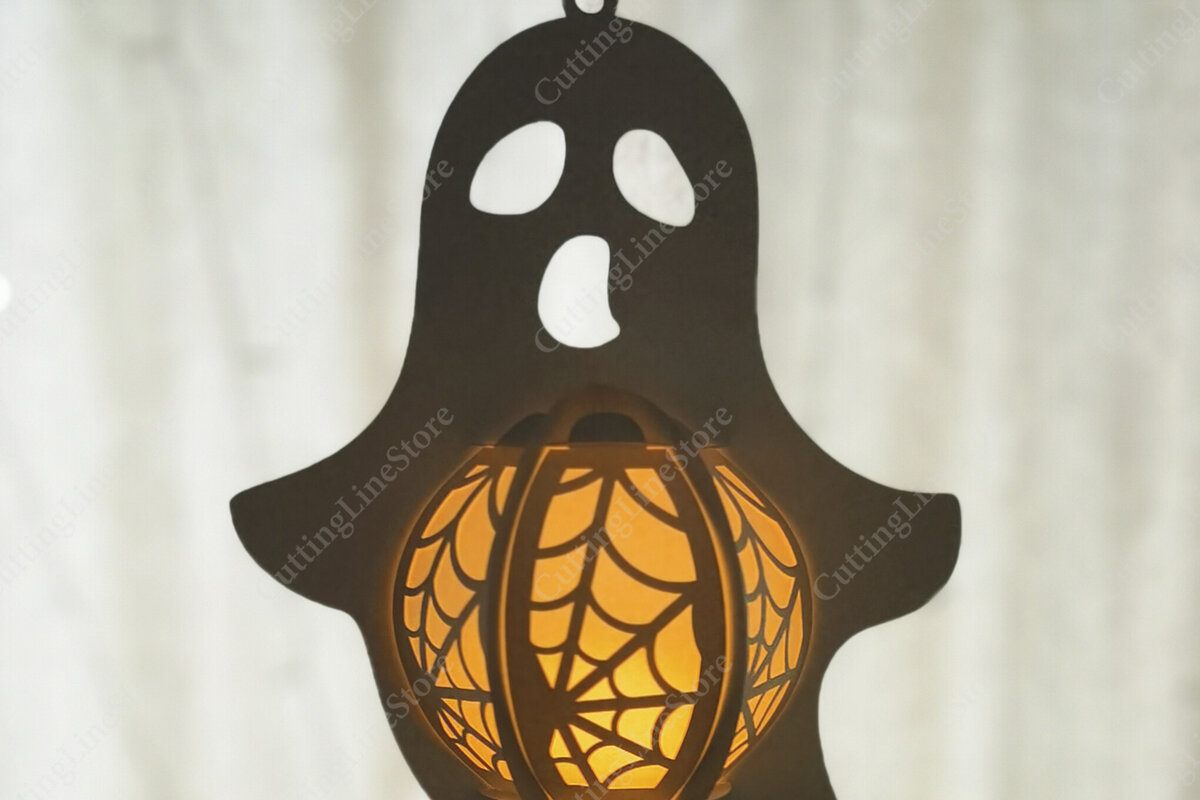 Σετ των 2 Intra απο ξύλο plywood  Χρώμα wenge 3mm-4mm πάχος - Κρεμαστό φανάρι φαντασμάτων αποκριών Δίασταση 15x15 cm INTRAFABR-114666517